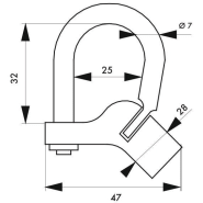 Cadenas d'artillerie 129 C à talon coudé - anse laiton - vis demi-lune - triangle de condamnation - THIRARD_2