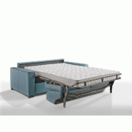 Canapé convertible 2-3 places Excellence 120 cm - Sommier à lattes RENATONISI - Matelas memory 18 cm inclus - Velours turquoise_2