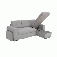 Canapé d'angle réversible convertible LIDO gris clair avec pouf et coffre de rangement_2