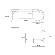 Canapé panoramique Hudson - méridienne gauche - blanc cassé - piètement acier noir - fabrication belge - confort bi-densité_2