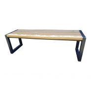Banc public Miami Wood - Style Art Déco 1910 - Design acier et bois, confortable et durable_3