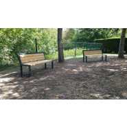 Banc public Miami Wood - Style Art Déco 1910 - Design acier et bois, confortable et durable_2