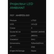 Ambiant - projecteur LED intérieur - lited - dimensions 1125x43x22mm - AMB1125-001 - fixation magnétique - gestion DALI_2