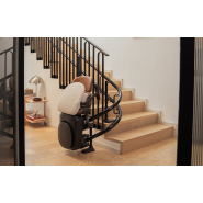 Monte escalier ergonomique avec rail noir sobre et raffiné,  commande simple et assise pivotante - JOYA_2