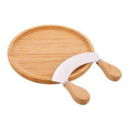 Set coupe d'aromates en bambou - planche ronde et coupe-aromates en acier inoxydable_2