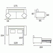 Canapé-lit convertible Dreamer Express - Sommier à lattes 120 cm - Microfibre bordeaux - Matelas 16 cm inclus_2