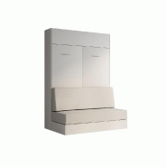 Composition lit escamotable avec rangement blanc - Dynamo Sofa - Canapé blanc cassé 140x200 cm - L201 cm_2