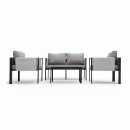 Salon de jardin bas relax gris 4 pièces – MTF – acier / polyester – 3exn0056_2