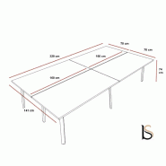 Bureau Bench 4 personnes Ogi A - MDD. - Blanc, 320 x 141 cm_2