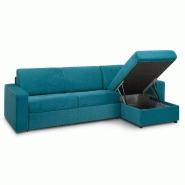 Canapé d'angle convertible express Midnight Edition - Velours bleu paon - Matelas 16 cm - Couchage 140x197 cm_2