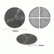 Plateau de table extérieur rond en verre trempé effet granit foncé bord blanc 580mm | Bolero - DL487_2