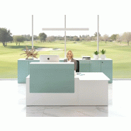 Bureau d'accueil Pano avec partie PMR - Ofitres - 160, Blanc, Aigue Marine brillant_0