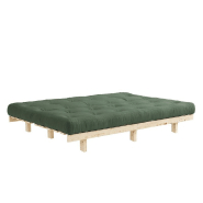 Banquette convertible futon Lean Pin - coloris vert olive - couchage 130x190 cm - structure en pin massif_2