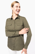 Chemise safari manches longues femme - 100% coton - Réf: K591 - Aspect vieilli et décontracté_2