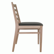 Lot de 2 chaises Horizon en chêne massif naturel - revêtement simili cuir noir - fabrication française - assemblage traditionnel_2