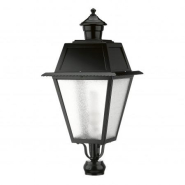 Luminaire pour mât Villa Chap - IP43 - E27 - noir rustique - verre givré - hauteur 73 cm_2