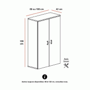 Armoire moyenne avec portes en bois - Mobel Linea - 100, Acacia foncé_2