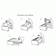 Canapé-lit Cube convertible avec système express - Couchage 140x197 cm - Nubucuir gris clair - Matelas 16 cm inclus_2