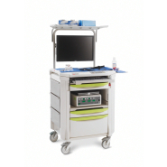 Chariot à pansements robuste en polymère antimicrobien Microban® - facile à nettoyer et à désinfecter - Flexline 131 avec tiroirs et accessoires_2
