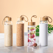 Bouteille de sport en verre - manchon en liège naturel, couvercle en bambou, 500 ml_2