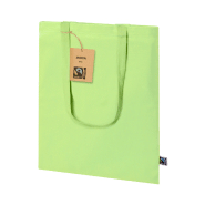 Sac shopping coloré en coton équitable Fairtrade - 180 g/m² - anses longues - vert citron_2