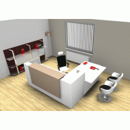 Bureau d'accueil angle Z2 avec accès bas sur le côté - Officity. - Beige, Droite, Blanc_2