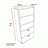 Armoire bibliothèque et tiroirs pour dossiers suspendus - Mobel Linea - Acacia clair_2