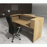 Borne d'accueil bicolore Delta First avec réhausse - Mobel Linea. - 144, Non, Blanc/ chêne veiné_2