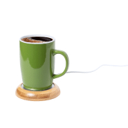 Chauffe-tasses USB - boîtier en bambou - livré avec câble de chargeur USB_2