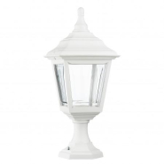 Borne classique extérieure Clic-Clac 4 - IP44 - E27 - blanc style rustique - verre transparent - hauteur 43 cm_2