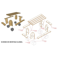 Table Elite Rectangulaire - Réf: ER240 - Piétement et Bancs en Bois - 2.42m x 1.42m x 0,75m - 150kg_2