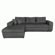 Canapé d'angle gauche convertible ZELI gris foncé - design scandinave avec coffre de rangement et coussins d'appoint_2