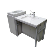 Plot technique handicapé - profondeur 750 mm - Réf PTHPM-2 - BIOLAB - Paillasse humide avec cuve optimisée pour fauteuils roulants_2