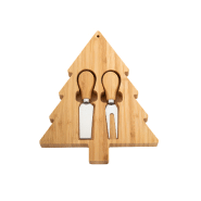 Set Noël de couteaux à fromage - Planche en forme de sapin en bambou avec 2 couteaux en inox_2