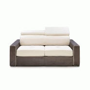 Canapé convertible Canberra - ouverture express 140x197 cm - matelas 16 cm bicolore microfibre ivoire et gris anthracite_2