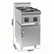 Cuisinière à gaz - 7 kW - 2 brûleurs - incl. Soubassement avec 1 porte  - Mario 600 | GGM -GHK46-E-UBK46-E_2