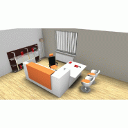 Bureau d'accueil angle Z2 avec accès bas sur le côté - Officity. - Orange, Droite, Blanc_2