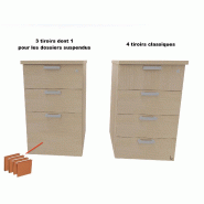 Bureau ergonomique et caisson intégré Sigma - Mobel Linea - 200, Alu, Acacia clair, Droite, 3 tiroirs_2