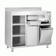 Meuble inox pour machine à café - 1200 x 600 mm - 2 tiroirs - Étagère réglable gauche_2