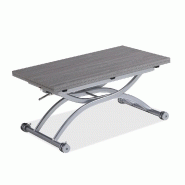 Table basse relevable extensible Hirondelle compacte - mélaminé chêne gris 100 x 57/114 cm avec système élévation à piston_2
