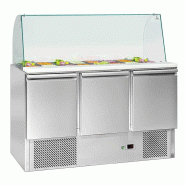 Saladette réfrigérée avec pare-haleine bombée - 3 portes GN 1/1 avec 4 bacs GN 1/1_2