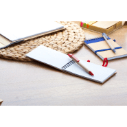 Bloc notes - 70 pages lignées en carton recyclé avec stylo à bille assorti - Couleur rouge_2