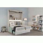 Duo Sofa - Armoire lit escamotable avec canapé Azur 2 x 90/200 - Structure pin et façade blanche_2