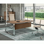 Bureau droit X7 avec piètements chromés - Officity. - 180, Blanc_2