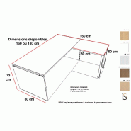 Bureau d'angle pieds bois Practika P4 - Quadrifoglio - 160, Blanc_2