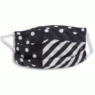 Masque enfant en coton imprimé rayures et pois - doublé coton - noir - Made in France - Réf. 30209.02.2_2