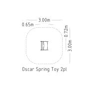 Jeu sur ressort Oscar - 2 places pour aires de jeux - réf 8057427 - Hags - Rouge - Scellement béton_2