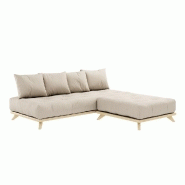 Canapé convertible futon Senza - Pin naturel - Beige - Couchage 90x200 cm - Matelas épais 15 cm - Marque Karup_2