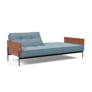 INNOVATION LIVING - Canapé-lit SPLITBACK LAUGE convertible 115x210 cm - Tissu Mixed Dance Light Blue - Accoudoirs noyer_2
