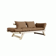 Banquette méridienne convertible futon BEBOP - Pin naturel - Coloris mocca - Couchage 75x200 cm_2